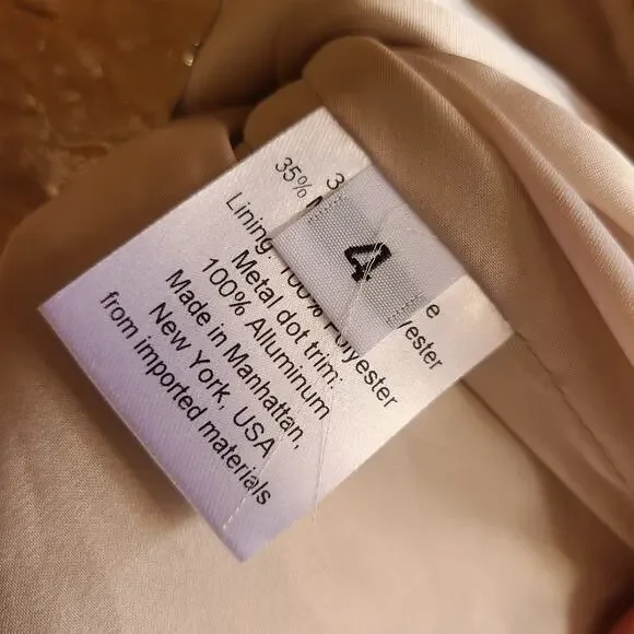 Rachel Comey Blouse Bar Textured Top Champagne 4 Metallic Crinkle Puff Sleeve - Picture 7 of 10